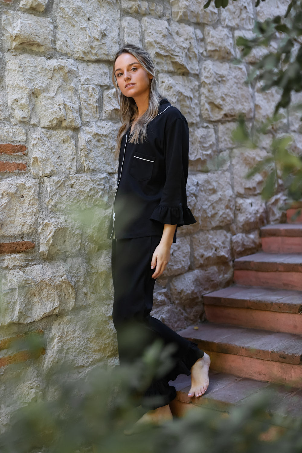 Pijama Sharma Negro ★ Algodón