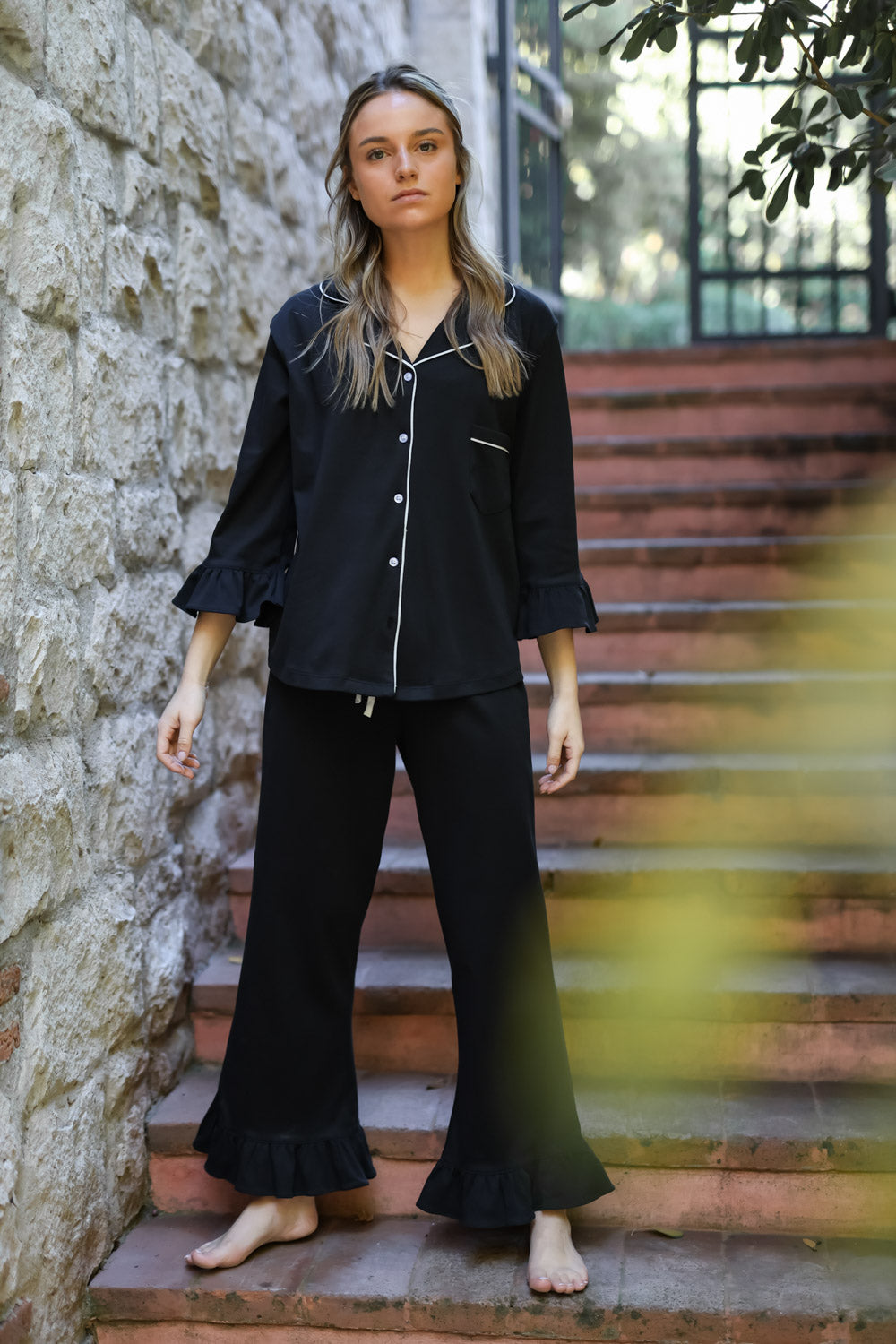 Pijama Sharma Negro ★ Algodón