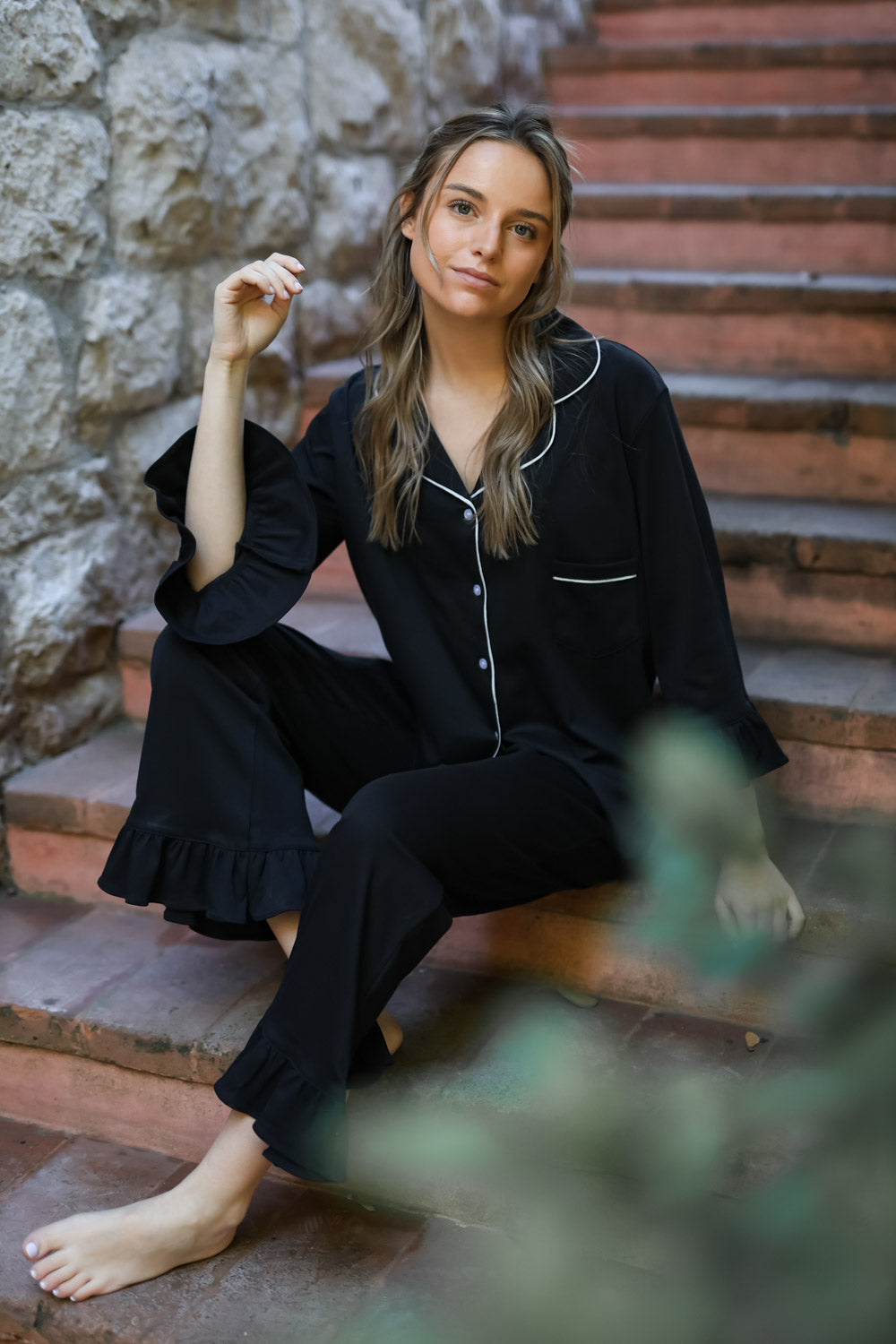 Pijama Sharma Negro ★ Algodón