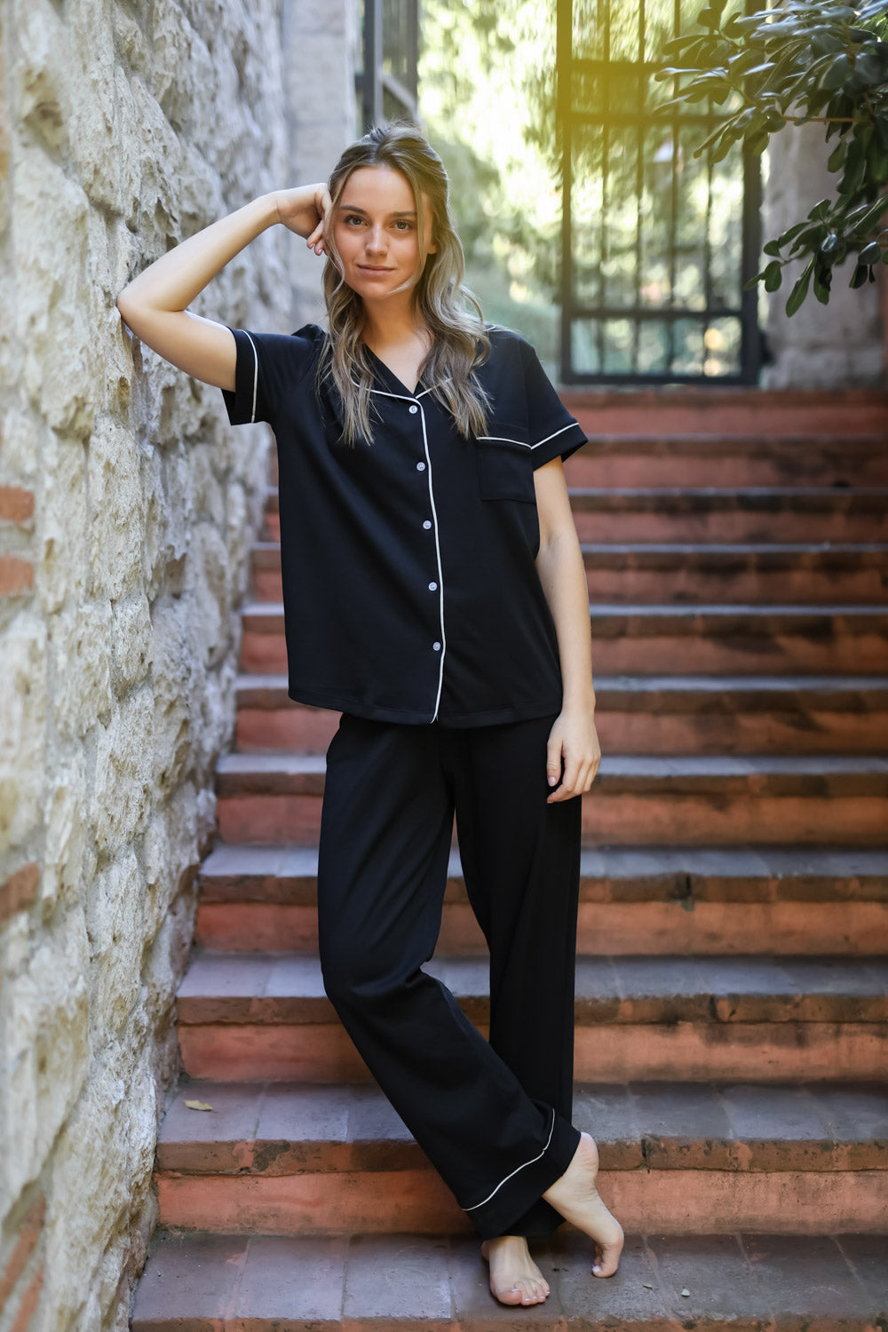 Pijama Madison Negro ★ Algodón