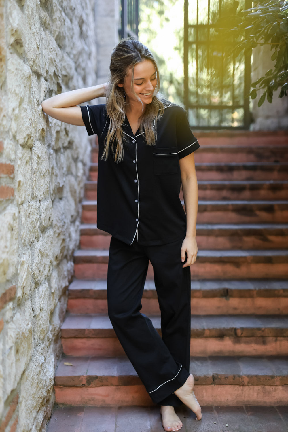 Pijama Madison Negro ★ Algodón