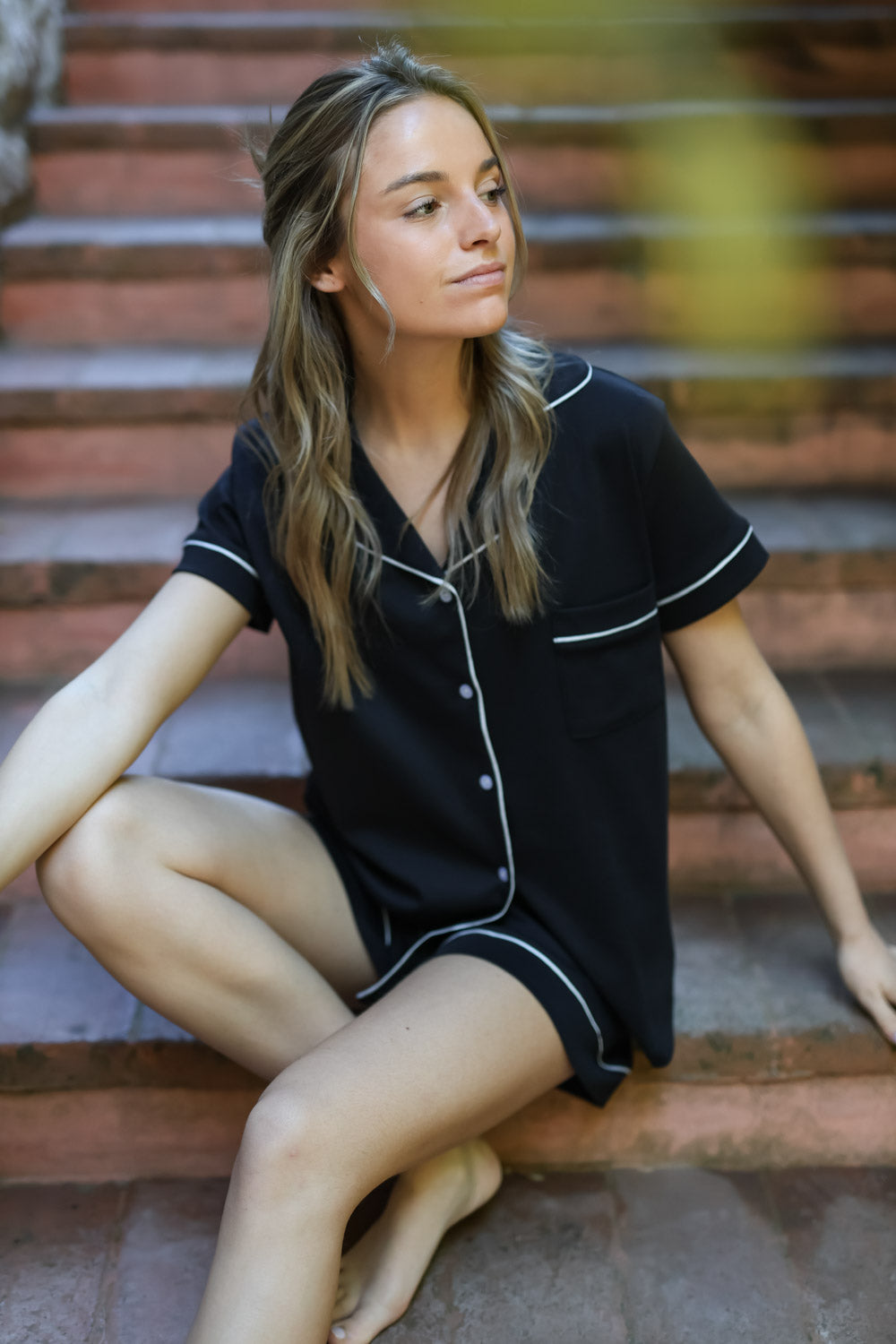 Pijama Kendall negro ★ Algodón