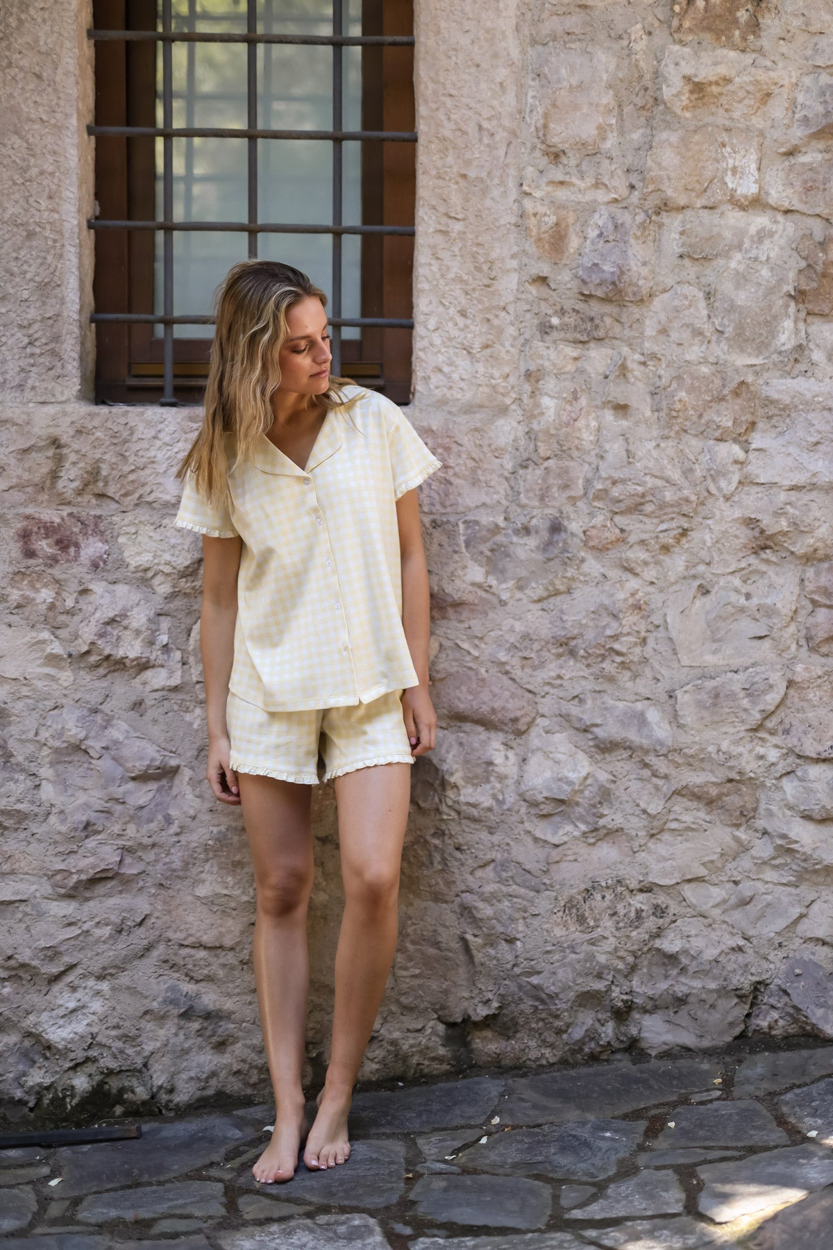 Pijama Megan Vichy amarillo ★ Algodón