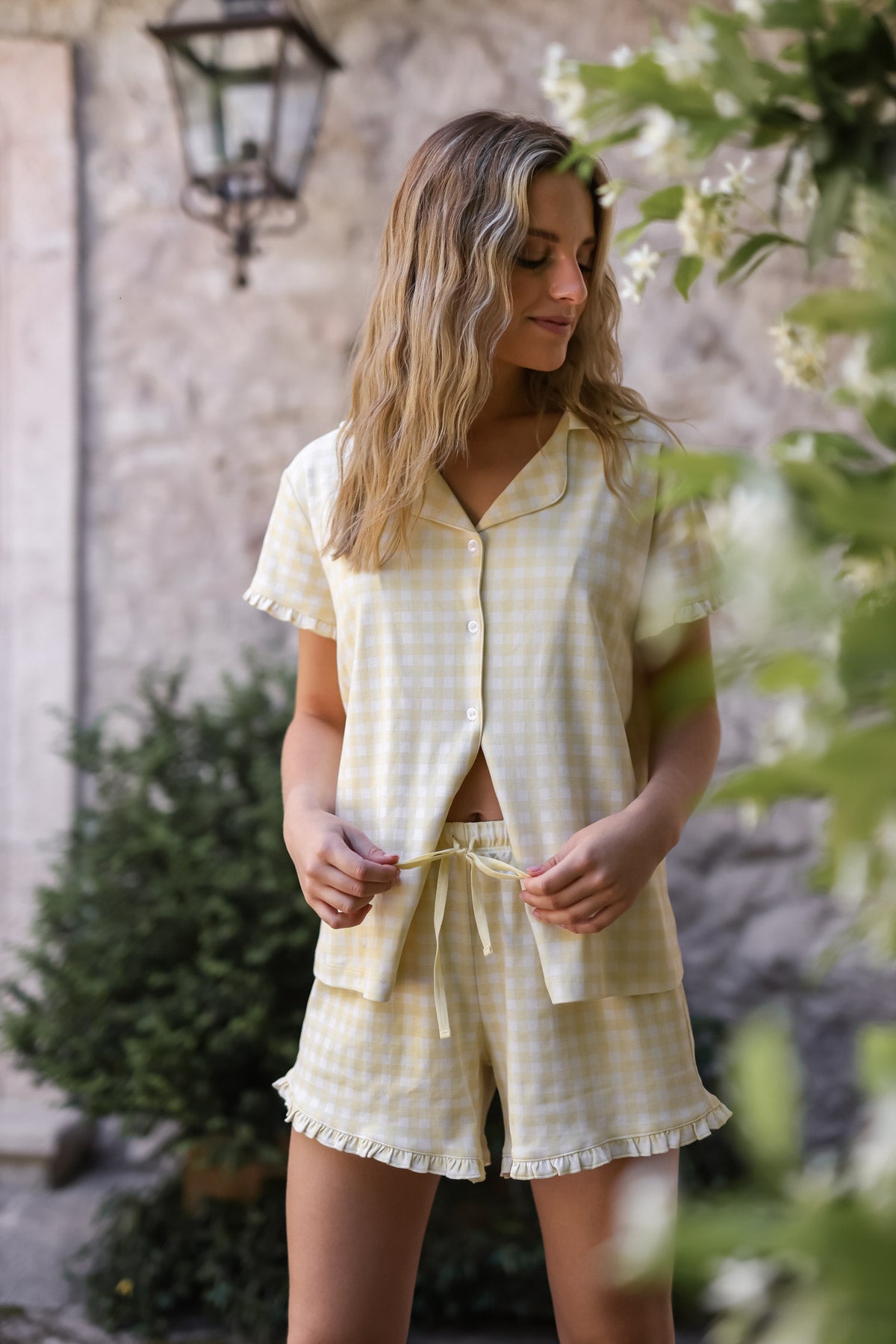Pijama Megan Vichy amarillo ★ Algodón