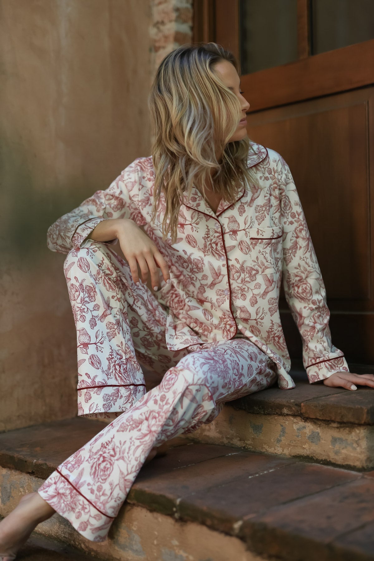 Pijama Molly Colibrí Tinto ★ 100% Algodón PIMA