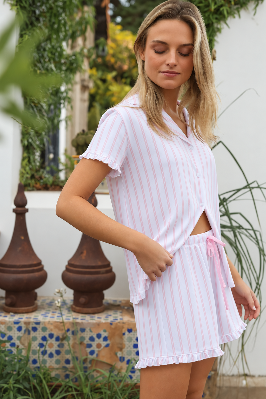 Pijama Megan Riviera Rosa ★ Algodón